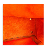 Logo Orange Top Handle Bag in Calfskin, Gold hardware