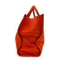 Logo Orange Top Handle Bag in Calfskin, Gold hardware