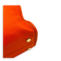 Logo Orange Top Handle Bag in Calfskin, Gold hardware
