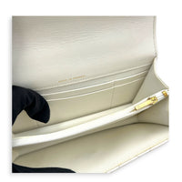 CC Charms Wallet On Chain White in Caviar Leather, Gold hardware
