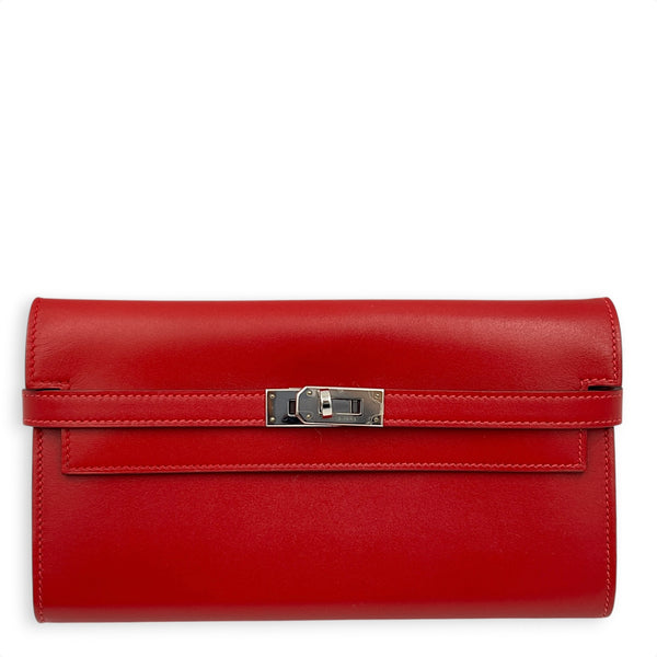 Kelly Red Wallet in Swift, Silver hardware