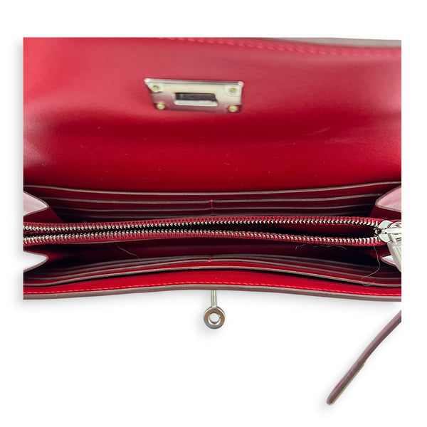 Kelly Red Wallet in Swift, Silver hardware
