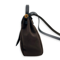 Herbag 31 Ebene/Noir Top Handle Bag in Canvas, Gold hardware
