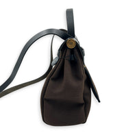 Herbag 31 Ebene/Noir Top Handle Bag in Canvas, Gold hardware