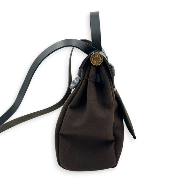 Herbag 31 Ebene/Noir Top Handle Bag in Canvas, Gold hardware