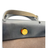Herbag 31 Ebene/Noir Top Handle Bag in Canvas, Gold hardware