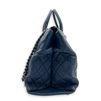 CC Blue Top Handle Bag in Calfskin, Ruthenium hardware