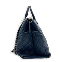 CC Blue Top Handle Bag in Calfskin, Ruthenium hardware