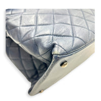CC Blue Top Handle Bag in Calfskin, Ruthenium hardware