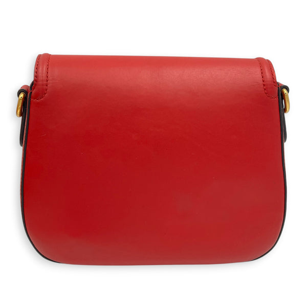 Lady Web Red Crossbody Bag in Calfskin, Gold hardware