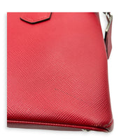 2 way Turnlock Red Top Handle Bag in Saffiano Leather, Silver hardware