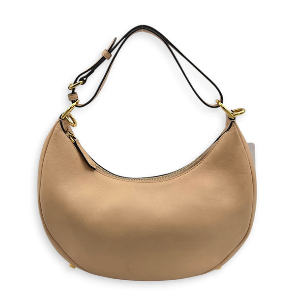 Fendigraphy Beige Top Handle Bag in Calfskin, Gold hardware