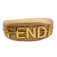 Fendigraphy Beige Top Handle Bag in Calfskin, Gold hardware