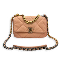 C19 Small Peach Shoulder Bag in Lambskin, Mixed hardware
