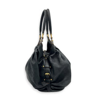 Mahina Shoulder Bag Black in Calfskin, Gold hardware