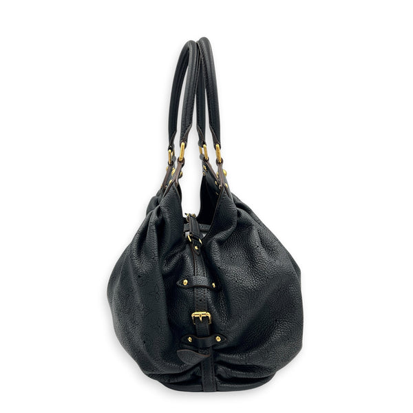 Mahina Shoulder Bag Black in Calfskin, Gold hardware
