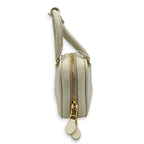 Arcadie Top Handle Bag Mini White in Calfskin, Gold hardware