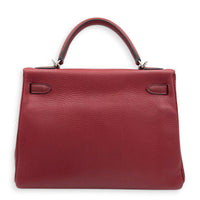 Kelly 32 Rouge H Top Handle Bag in Clemence, Palladium hardware