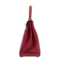 Kelly 32 Rouge H Top Handle Bag in Clemence, Palladium hardware