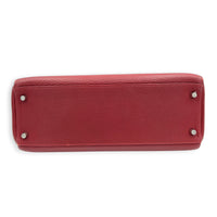 Kelly 32 Rouge H Top Handle Bag in Clemence, Palladium hardware