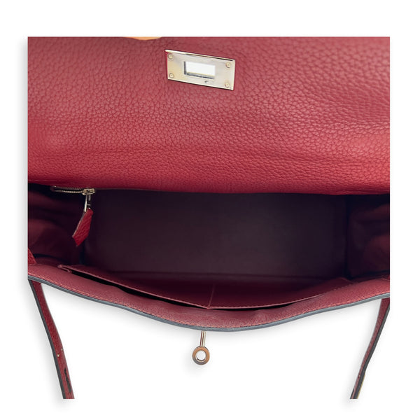Kelly 32 Rouge H Top Handle Bag in Clemence, Palladium hardware
