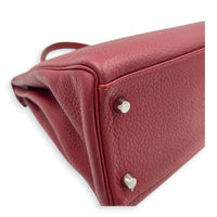 Kelly 32 Rouge H Top Handle Bag in Clemence, Palladium hardware