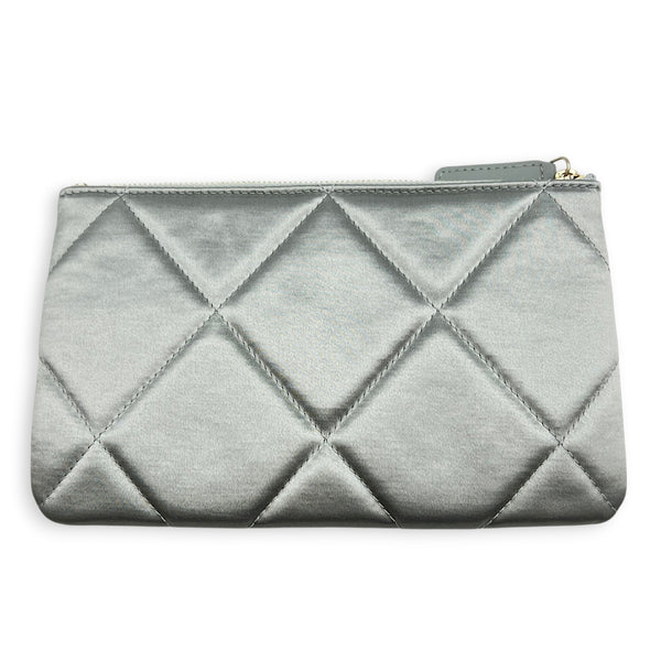 C19 Pouch Grey in Satin, Gold hardware