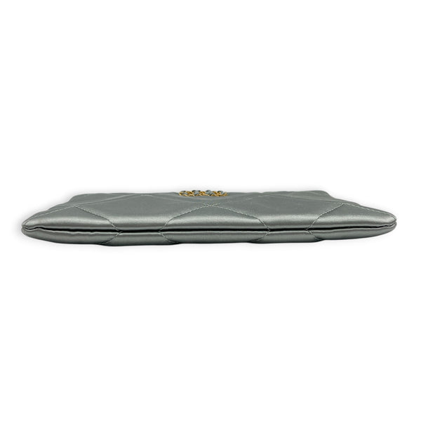 C19 Pouch Grey in Satin, Gold hardware