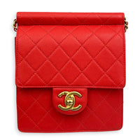 Chic Pearl Crossbody Bag Red in Calfskin, Gold hardware