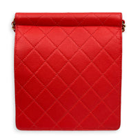 Chic Pearl Crossbody Bag Red in Calfskin, Gold hardware