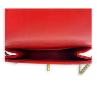 Chic Pearl Crossbody Bag Red in Calfskin, Gold hardware