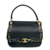 Piercing Chic Flap Top Handle Bag Black in Caviar Leather, Mixed hardware