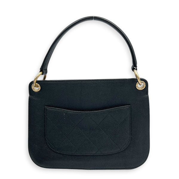 Piercing Chic Flap Top Handle Bag Black in Caviar Leather, Mixed hardware