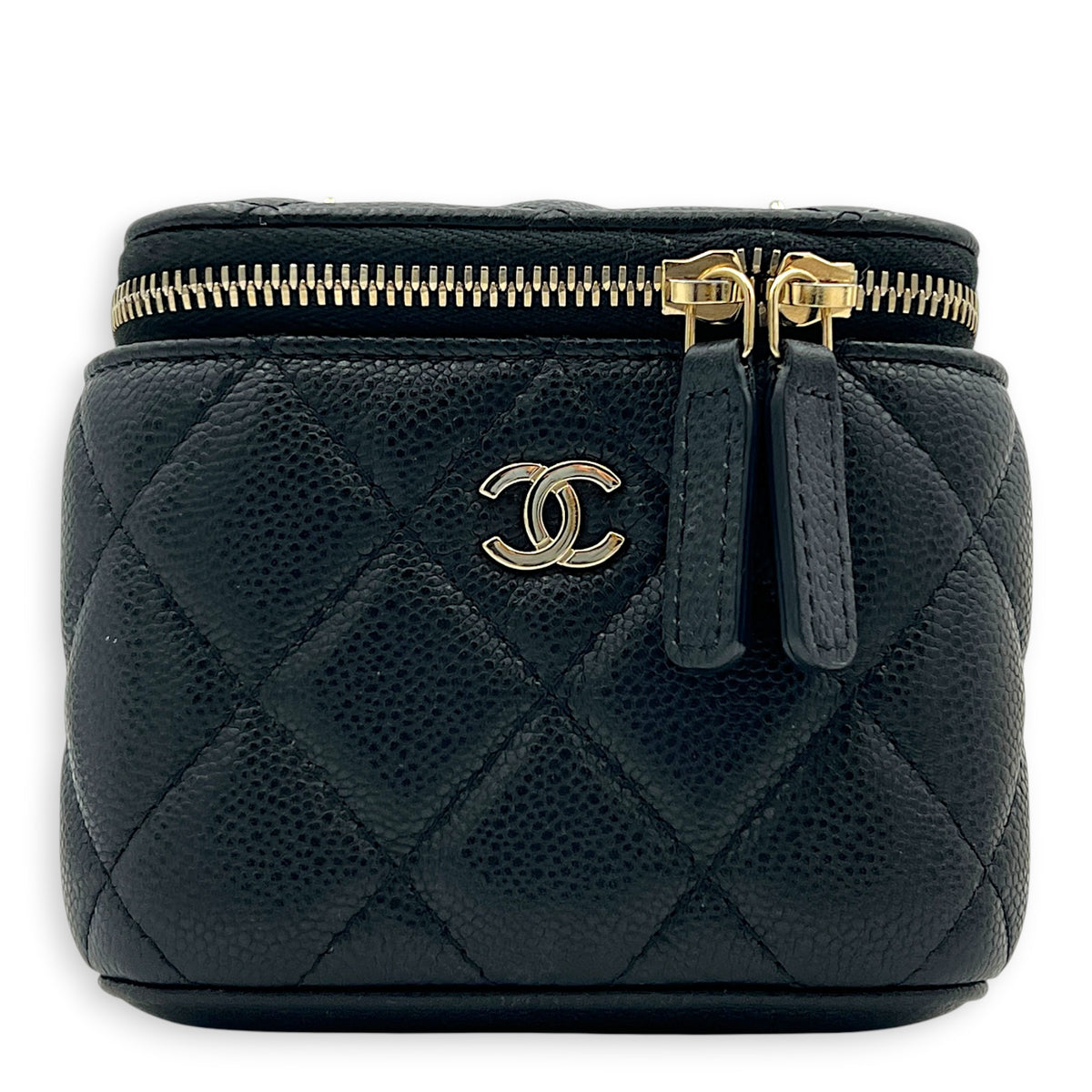 CC Vanity Bag Mini Black in Caviar Leather, Gold hardware
