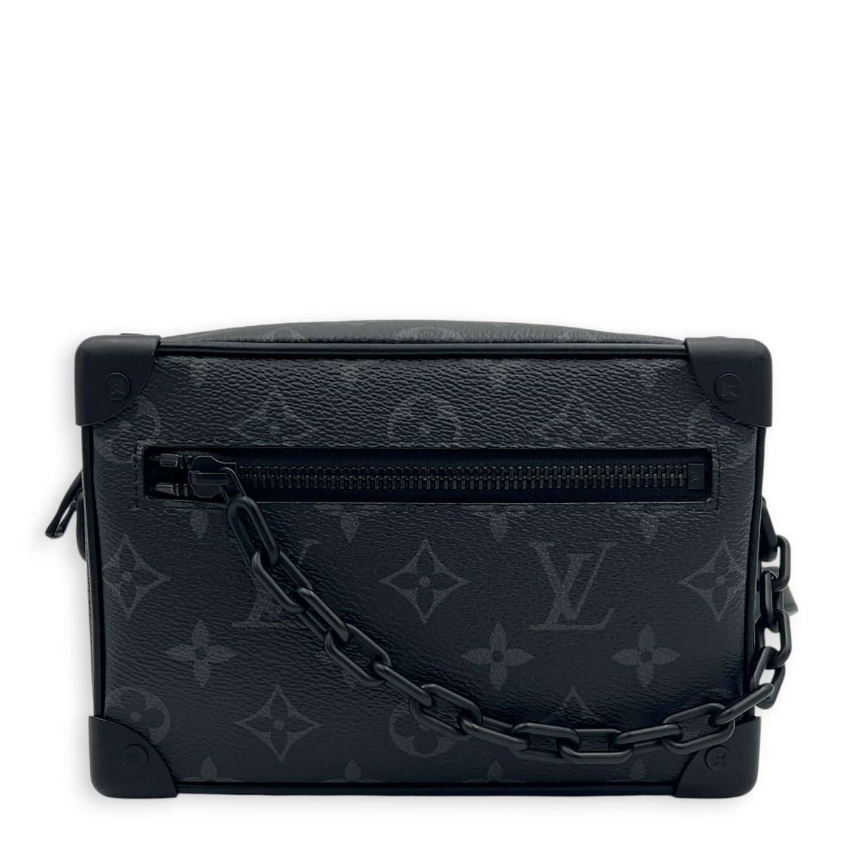 Soft Trunk Shoulder Bag Mini Monogram Eclipse in Canvas, Black hardware
