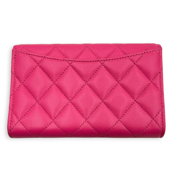 CC Wallet Pink in Caviar Leather, Gold hardware