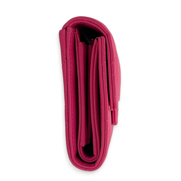 CC Wallet Pink in Caviar Leather, Gold hardware