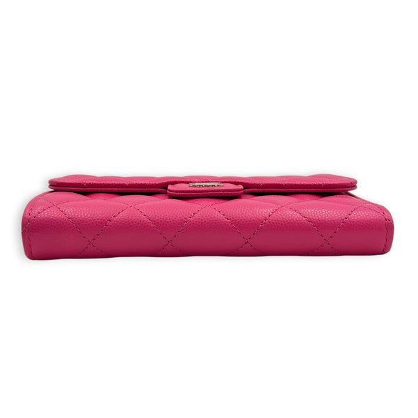 CC Wallet Pink in Caviar Leather, Gold hardware