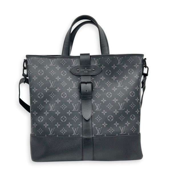 Saumur Tote Bag Monogram Eclipse in Canvas, Black hardware