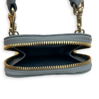 Others Phone Holder Blue in Lambskin, Silver hardware
