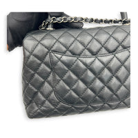 Coco Medium Black Top Handle Bag in Caviar Leather, Ruthenium hardware