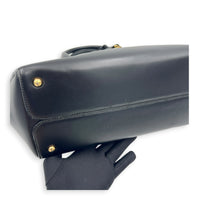 Open Bar Top Handle Bag Black in Calfskin, Gold hardware