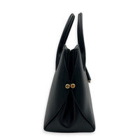 Open Bar Top Handle Bag Black in Calfskin, Gold hardware