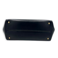 Open Bar Top Handle Bag Black in Calfskin, Gold hardware
