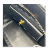 Open Bar Top Handle Bag Black in Calfskin, Gold hardware