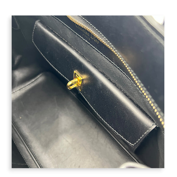 Open Bar Top Handle Bag Black in Calfskin, Gold hardware
