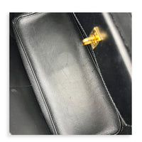 Open Bar Top Handle Bag Black in Calfskin, Gold hardware