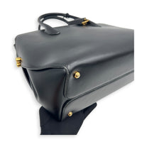 Open Bar Top Handle Bag Black in Calfskin, Gold hardware