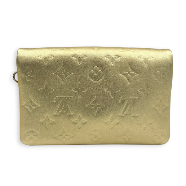 Pochette Coussin Gold Crossbody Bag in Lambskin, Silver hardware