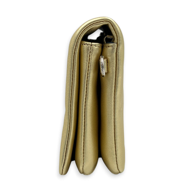 Pochette Coussin Gold Crossbody Bag in Lambskin, Silver hardware